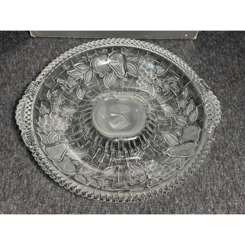Gorham Spring Traditions Country Terrace 14" Crystal Chip and Dip Platter - NEW